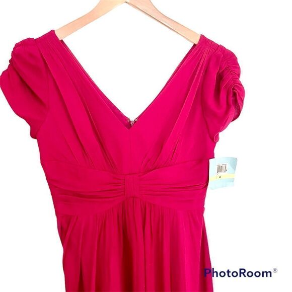 Suzy Chin Silk Double V Neck Midi Dress size 4 - Picture 6 of 9